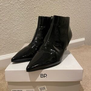 BP Glossy Black Ankle Booties